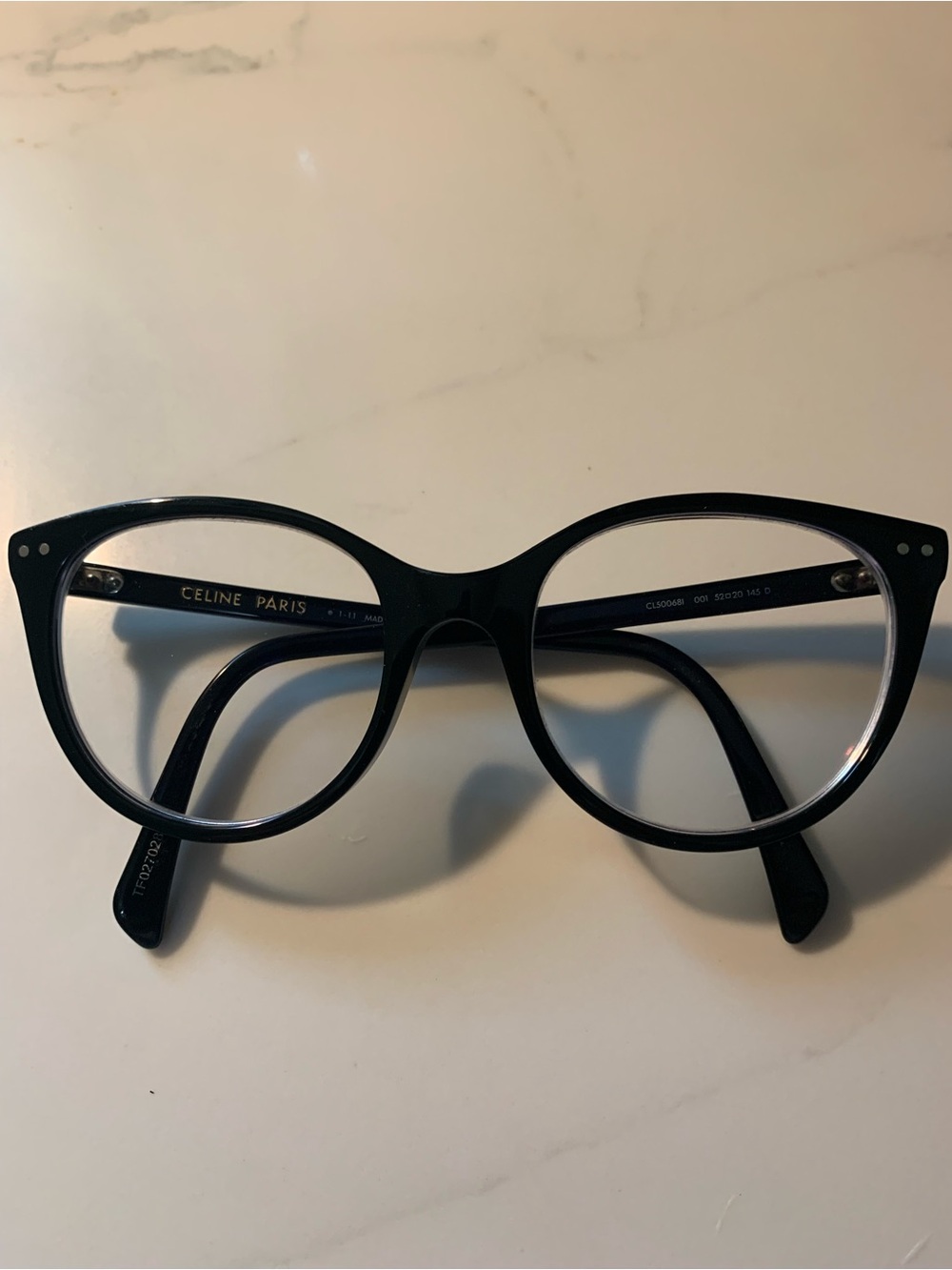 Celine Black Eyewear with Gold Logo Detail
